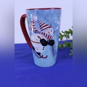Jill Ankrom Christmas Mug Snowman Scene 6”